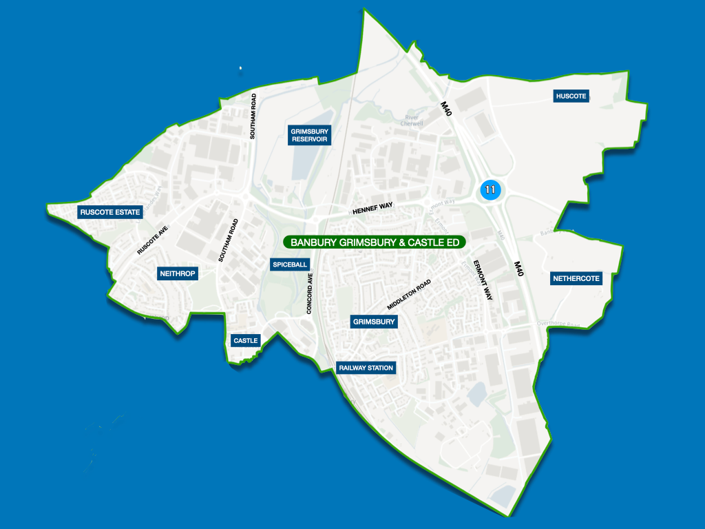 Map of the Banbury Grimsbury and Castle Electoral Division