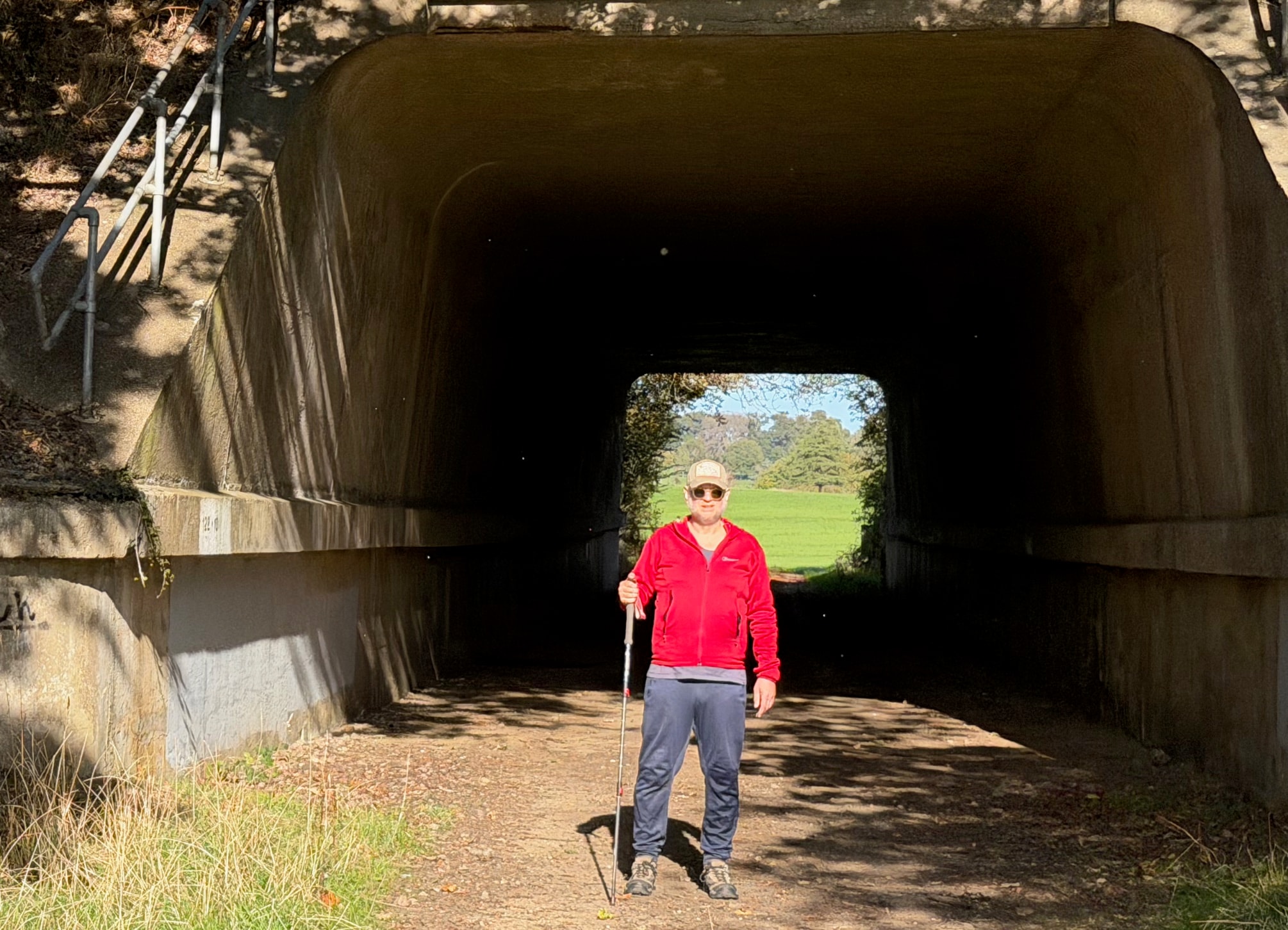 Emerging from the Jurassic Way tunnel under the M1 at Watford Gap